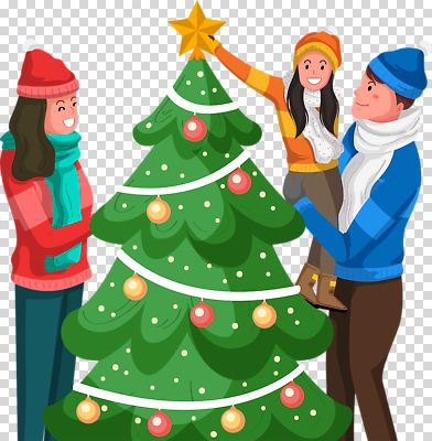 자연요소 식물 계절 기념일 감정 컨셉 크리스마스 관계 파일형식 크리스마스트리 가족 별 장식 연말 축제 행복 기쁨 나무 사랑 분위기 겨울 편집이미지 PNG