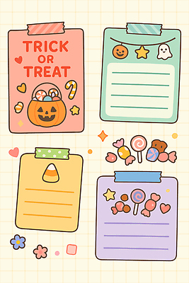 디자인 컬러 스티커 일러스트 호박 문구용품 사탕 장식 과자 귀여움 공책 할로윈 메모지 달콤 유령 창의성 테마 아기자기 국내일러스트 AI파일 컨셉 채소 디저트 사무용품 맛 오브젝트 파일형식 벡터