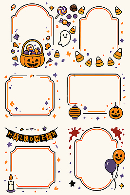 디자인 기념일 컬러 백그라운드 스티커 일러스트 호박 프레임 사탕 이벤트 장식 파티 할로윈 유령 꾸미기 창작 국내일러스트 AI파일 채소 디저트 파일형식 벡터