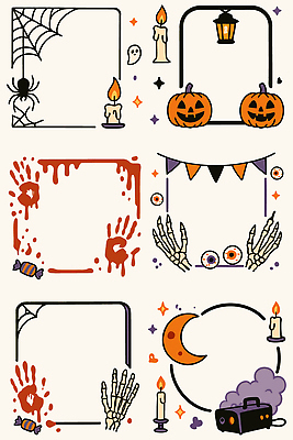 디자인 컬러 일러스트 촛불 호박 해골 프레임 사탕 장식 상자 할로윈 달 깃발 거미줄 팬시 드로잉 손자국 창의력 국내일러스트 AI파일 자연요소 채소 초 자국 디저트 뼈 미술 파일형식 벡터