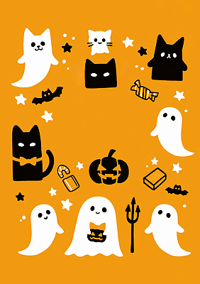 JPG 캐릭터 디자인 별 백그라운드 일러스트 호박 프레임 사탕 장식 상자 파티 귀여움 주황색 고양이 할로윈 유령 악마 그림 테마 국내일러스트 AI일러스트 AI콘텐츠 자연요소 컬러 컨셉 채소 포유류 디저트 이벤트 반려동물 파일형식