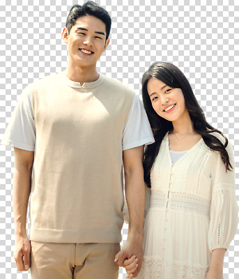편집이미지 커플 행복 포즈 데이트 자연 사랑 미소 사람 햇빛 손잡기 외출 PNG 감정 관계 모션 표정 빛 생태계 파일형식