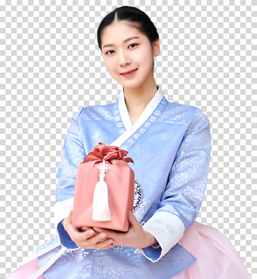편집이미지 전통 옷 기념일 문화 한국 선물 미소 축제 축하 고급 전통의상 한복 소중 PNG 뷰티풀 한국전통 아시아 컨셉 표정 이벤트 파일형식