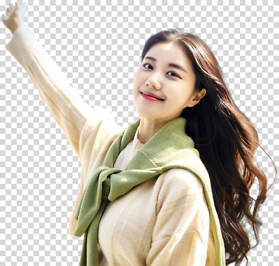 자연요소 감정 날씨 표정 사람 신체부위 머리 예절 파일형식 여자 미소 손 인사 따뜻함 옷 인기 행복 바람 머리카락 순간 웃음 스타일 편집이미지 PNG