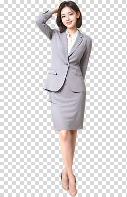 모델 편집이미지 옷 여자 패션 포즈 비즈니스 정장 일상 회색 직장인 자신감 화려 PNG 스타일 직업 감정 컬러 컨셉 사람 라이프 파일형식