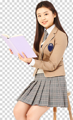 편집이미지 학생 교육 교복 교실 표정 앉기 책 학습 독서 미니스커트 집중 교과서 PNG 옷 컨셉 학교 모션 교재 치마 파일형식