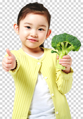 여자 어린이 음식 컨셉 채소 손가락 표정 사람 파일형식 소녀 브로콜리 건강 식사 식습관 웃음 긍정 엄지손가락 아기 건강식 요리 편집이미지 PNG