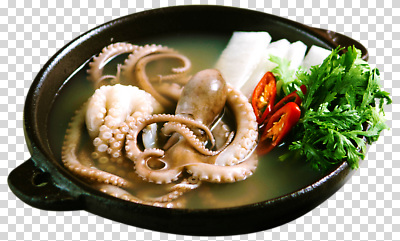 음식 채소 연체동물 뿌리채소 식사 수중동물 해산물 파일형식 문어 국물 요리 신선 따뜻함 무 고추 파슬리 아침식사 점심식사 맛있는 건강식 해물요리 재료 편집이미지 PNG