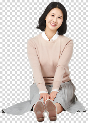 가구 컨셉 상의 표정 사람 신체부위 감각 파일형식 여자 미소 스웨터 의자 신발 촬영 분위기 편안함 스타일 머리 모션 웃음 옷 밝음 편집이미지 PNG