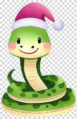 모자_잡화 기념일 컬러 컨셉 크리스마스 파충류 표정 공휴일 파일형식 뱀 캐릭터 귀여움 산타모자 웃음 초록색 디자인 동물 포즈 미소 연휴 편집이미지 PNG