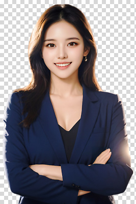 편집이미지 여자 포즈 비즈니스 미소 정장 파란색 자신감 센터 모던 PNG 소통 스타일 옷 감정 컬러 컨셉 표정 사람 파일형식