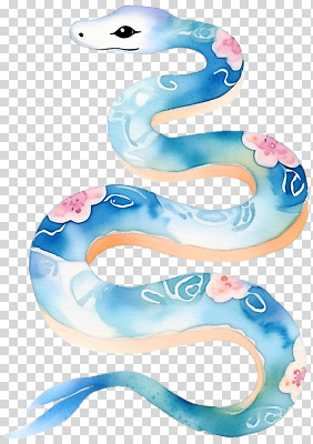 컬러 파충류 생태계 파일형식 수채화 뱀 파란색 예술 디자인 동물 자연 그림 모던 장식 편집이미지 PNG