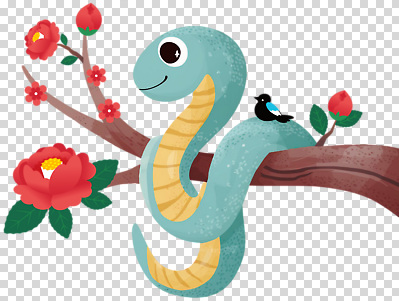 식물 동물 컬러 컨셉 파충류 생태계 파일형식 뱀 나무 조류 꽃 청록색 빨간색 자연 장면 아기자기 귀여움 편집이미지 PNG