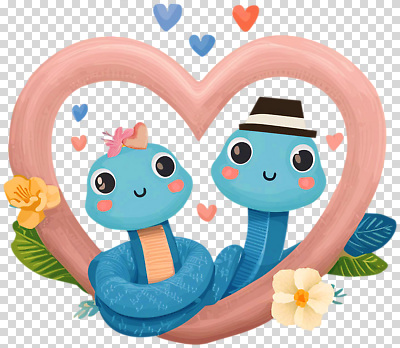 모양 식물 감정 컨셉 관계 뱀 파일형식 푸른뱀 사랑 하트 표현 귀여움 사람 꽃 장식 즐거움 캐릭터 풍경 친구 컬러 편집이미지 PNG