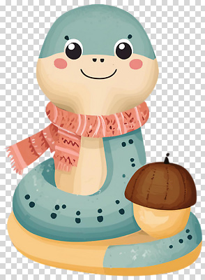 컨셉 관계 파충류 목도리 견과류 파일형식 뱀 도토리 스카프 귀여움 캐릭터 표정 컬러 동물 모형 친구 장식 편집이미지 PNG