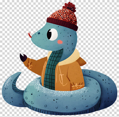 계절 컨셉 파충류 신체부위 파일형식 뱀 캐릭터 겨울 옷 귀여움 손 그림 컬러 디자인 동물 편집이미지 PNG