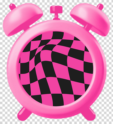 디자인 선 시계 컬러 무늬 알람 파일형식 자명종 분홍색 체크무늬 장식 시간 곡선 모양 스타일 방 인테리어 편집이미지 PNG