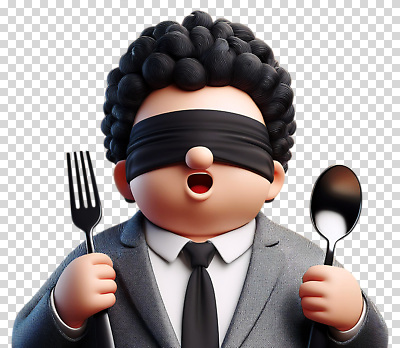 식기 옷 감정 컨셉 수저 사람 신체부위 가림 파일형식 남자 정장 눈가림 포크 숟가락 호기심 표현 음식 식사 캐릭터 손 장식 흥미 즐거움 편집이미지 PNG