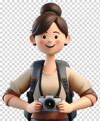 감정 가방 표정 사람 전자제품 파일형식 여자 여행 카메라 배낭 미소 즐거움 모션 촬영 탐험 도전 취미 편집이미지 PNG