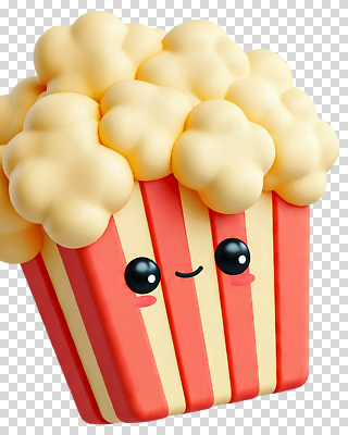 감정 음식 컨셉 파일형식 팝콘 캐릭터 귀여움 즐거움 컬러 표정 디저트 디자인 그림 밝음 백그라운드 편집이미지 PNG