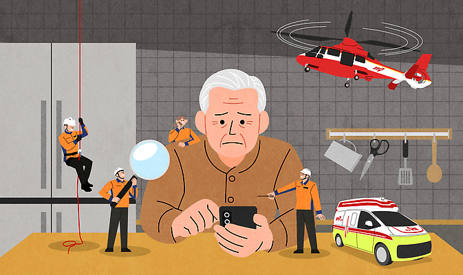 직업 감정 컨셉 자동차 비행기 성인 라이프 핸드폰 스마트기기 도움 파일형식 벡터 노년 스마트폰 소통 안전 구조원 헬리콥터 구급차 기술 고민 문제 생활 일상 연결 긴급 구출 예방 건강 지원 AI파일 일러스트 국내일러스트