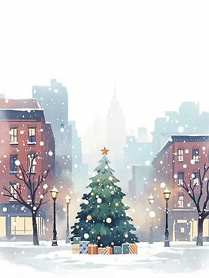 JPG 나무 기념일 크리스마스 겨울 일러스트 거리 선물 풍경 여러명 건물 장식 크리스마스트리 축제 램프 도시 분위기 청명 국내일러스트 식물 건축물 계절 다수 컨셉 조명 사람 이벤트 파일형식