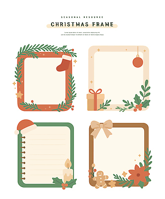 디자인 계절 꽃 리본 백그라운드 크리스마스 일러스트 전구 초 새해 아이디어 프레임 선물 장식 크리스마스트리 과자 오브젝트 스타 뷰티풀 국내일러스트 AI파일 식물 기념일 컨셉 디저트 파일형식 벡터