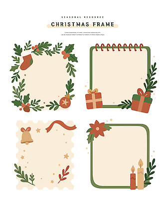 전통 디자인 컬러 크리스마스 겨울 일러스트 초 자연 프레임 선물 그래픽 장식 축제 화환 초인종 자원 연말 국내일러스트 AI파일 계절 기념일 꽃 종 생태계 파일형식 벡터