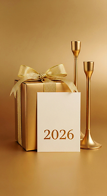 JPG 편집이미지 기념일 리본 포장 선물 장식 파티 금색 축하 2026년 편집실사 컬러 컨셉 이벤트 연도 CG 파일형식