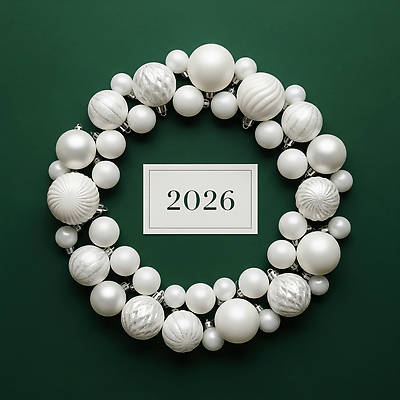 JPG 편집이미지 디자인 계절 크리스마스 장식 초록색 인테리어 파티 귀여움 축제 화환 흰색 원형 2026년 편집실사 도형 기념일 꽃 컬러 컨셉 이벤트 연도 CG 파일형식