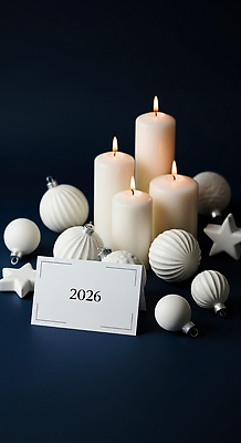 JPG 편집이미지 행복 촛불 조명 새해 기념 장식 인테리어 고요 흰색 분위기 심플 연말 2026년 편집실사 디자인 감정 컬러 컨셉 초 연도 CG 파일형식