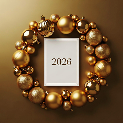 JPG 편집이미지 기념일 크리스마스 겨울 새해 장식 파티 화환 금색 구슬 환영 홀리데이 스타일 2026년 편집실사 계절 꽃 컬러 휴가 이벤트 연도 CG 파일형식