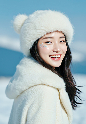 JPG 편집이미지 여자 패션 행복 겨울 자연 하늘 날씨 산 따뜻함 미소 반짝임 축제 외투 뷰티풀 편집실사 계절 감정 상의 모션 표정 사람 CG 생태계 파일형식