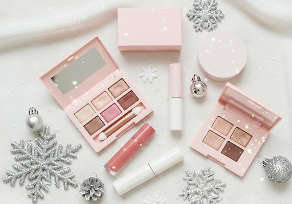 JPG 편집이미지 분홍색 크리스마스 겨울 장식 반짝임 화장 뷰티 파티 화장품 립스틱 파우더 아이섀도 스타일 편집실사 계절 기념일 컬러 모션 이벤트 CG 파일형식