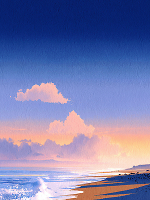 JPG 감정 파도 바다 컬러 여행 일러스트 자연 하늘 풍경 해변 고요 일몰 탐험 지역 조화 뷰티풀 국내일러스트 노을 생태계 파일형식