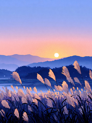 JPG 호수 여유 컬러 하늘색 일러스트 자연 하늘 아침 바람 산 풍경 물 태양 평화 일출 뷰티풀 풍경화 수평선 산맥 국내일러스트 주간 자연요소 감정 컨셉 날씨 파란색 노을 그림 생태계 파일형식