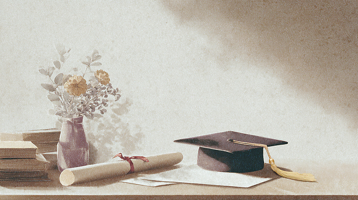 JPG 학생 디자인 기념일 꽃 일러스트 학사모 재료 졸업 성공 기념 선물 책 학습 꽃병 축제 축하 졸업장 책상 대학교 문서 학위 국내일러스트 식물 모자_잡화 교육 가구 컨셉 학교 이벤트 파일형식