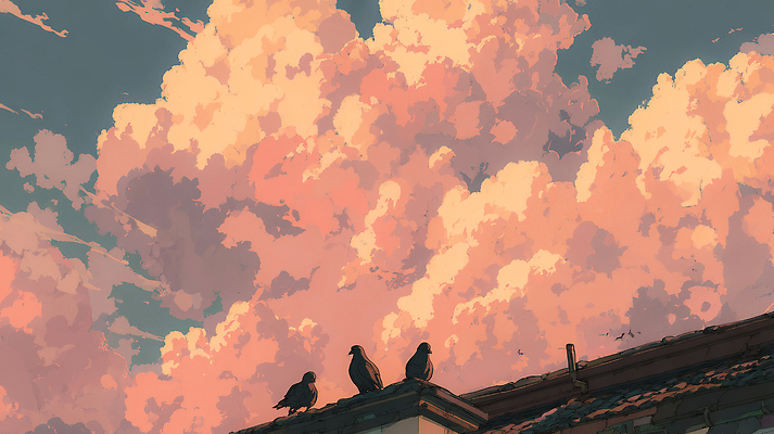 동물 건축 컨셉 촬영기법 노을 야간 생태계 파일형식 조류 지붕 하늘 저녁 평화 도시 풍경 자연 조명 컬러 실루엣 고요 건축물 일몰 뷰티풀 세로 일러스트 국내일러스트 JPG