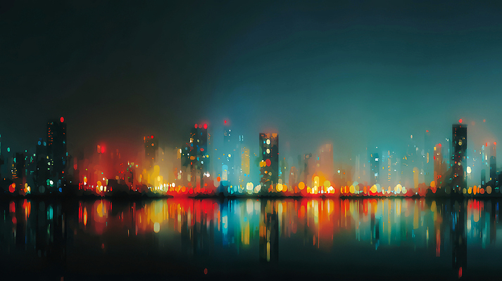 자연요소 편집이미지 컨셉 풍경 빌딩 야간 파일형식 탑뷰 풍경_경치 도시 야경 물 반사 빛 고층빌딩 전경 컬러 환상 모션 분위기 고요 모던 여행 JPG 이미지편집