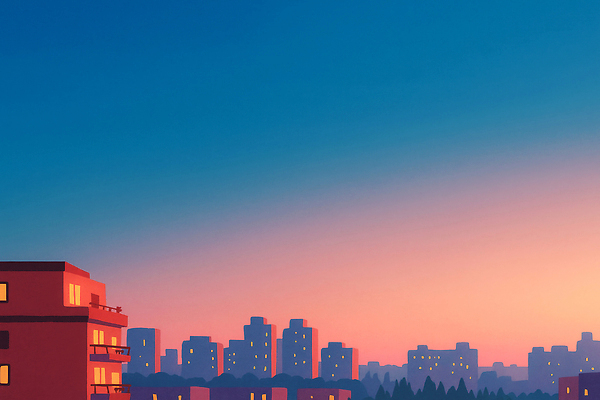 자연요소 건축물 주택 빌딩 노을 야간 생태계 파일형식 풍경_경치 저녁 도시 아파트 풍경 빛 하늘 고층빌딩 일몰 건물 창문 야경 뷰티풀 그림 자연 컬러 JPG 일러스트 국내일러스트