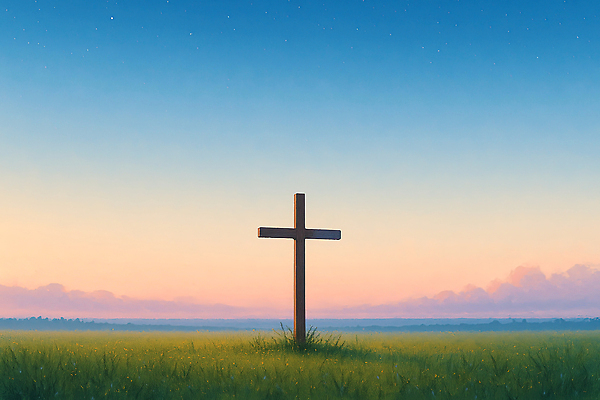 컨셉 태양 노을 야간 그림 생태계 파일형식 십자가 자연 평화 하늘 초원 일몰 풍경 고요 뷰티풀 종교 숲 목가 저녁 풍경화 햇빛 빛 일러스트 국내일러스트 JPG