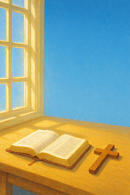 식물 감정 가구 컨셉 종교용품 창문 내부 라이프 생활 태양 파일형식 성경 십자가 창가 방 탁자 나무 햇빛 평화 기도 종교 믿음 독서 조용 일상 실내 습관 일러스트 국내일러스트 JPG