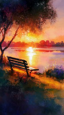 JPG 나무 사계절 꽃 호수 여유 물결 벤치 일러스트 자연 바람 휴식 풍경 햇빛 반사 평화 노을 일몰 저녁 뷰티풀 색채 차분 국내일러스트 자연요소 식물 계절 감정 컨셉 의자 날씨 태양 야간 생태계 파일형식