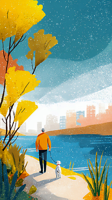 식물 동물 공공시설 길 컨셉 관계 휴식 사람 반려동물 강 개 생태계 파일형식 강가 산책 남자 강아지 도시 나무 평화 풍경 자연 공원 산책로 하늘 색감 가족 일러스트 국내일러스트 JPG