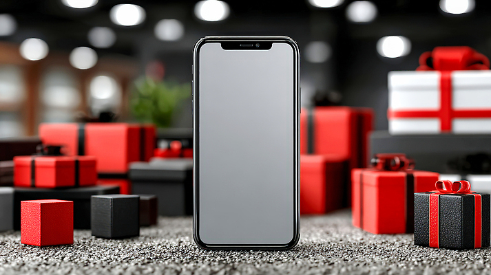 편집이미지 컬러 핸드폰 스마트기기 파일형식 스마트폰 선물 상자 휴일 장면 중앙 백그라운드 빨간색 검은색 감정 크기 포장 장식 디자인 이미지편집 JPG