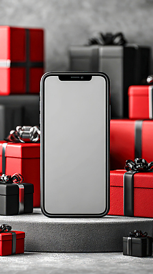 편집이미지 기념일 감정 컬러 가구 포장 선물 이벤트 핸드폰 스마트기기 파일형식 스마트폰 크리스마스 장식 탁자 빨간색 검은색 상자 연말 축제 선물포장 테마 백그라운드 행복 이미지편집 JPG