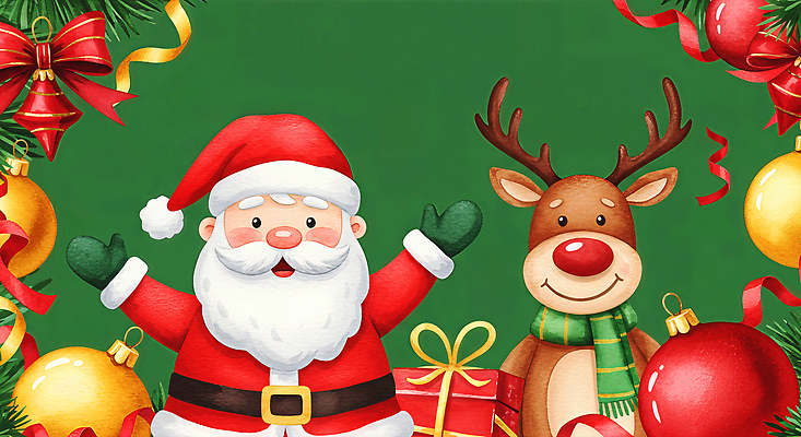 계절 기념일 감정 크리스마스 관계 휴가 사슴 카드_감사 표정 공휴일 파일형식 산타클로스 루돌프 크리스마스트리 장식 행복 겨울 축제 선물 장난감 가족 즐거움 색감 홀리데이 연휴 웃음 크리스마스카드 일러스트 국내일러스트 JPG