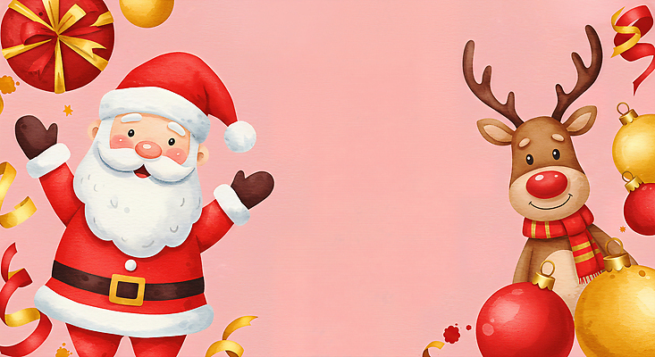 계절 기념일 감정 컬러 컨셉 크리스마스 관계 표정 파일형식 산타클로스 순록 축하 장식 행복 웃음 겨울 캐릭터 축제 연말 기쁨 가족 사랑 선물 금색 빨간색 귀여움 일러스트 국내일러스트 JPG