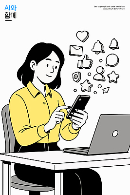 디자인 여자 인터넷 일러스트 커뮤니케이션 기술 관리 일상 스마트폰 컴퓨터 사무실 디지털 업무 작업 책상 직원 모던 이미지 소통 국내일러스트 AI파일 가구 컨셉 비즈니스 사람 라이프 전자제품 핸드폰 스마트기기 파일형식 벡터