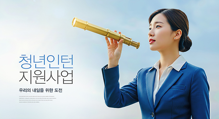 PSD 편집이미지 직업 여자 비즈니스 하늘 미래 풍경 청년 희망 망원경 도전 성장 준비 가능 인턴 지원 이미지편집 감정 컨셉 사람 성인 파일형식